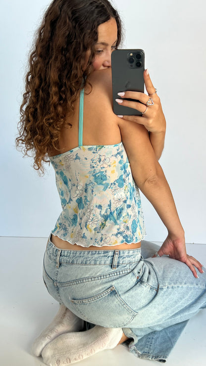 00s blue floral cami- size M
