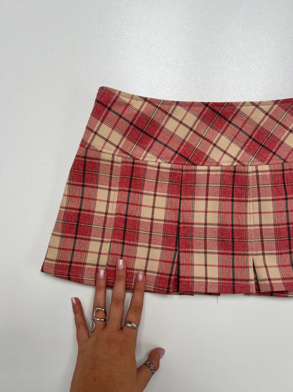 00s red plaid micro mini skirt- size XS