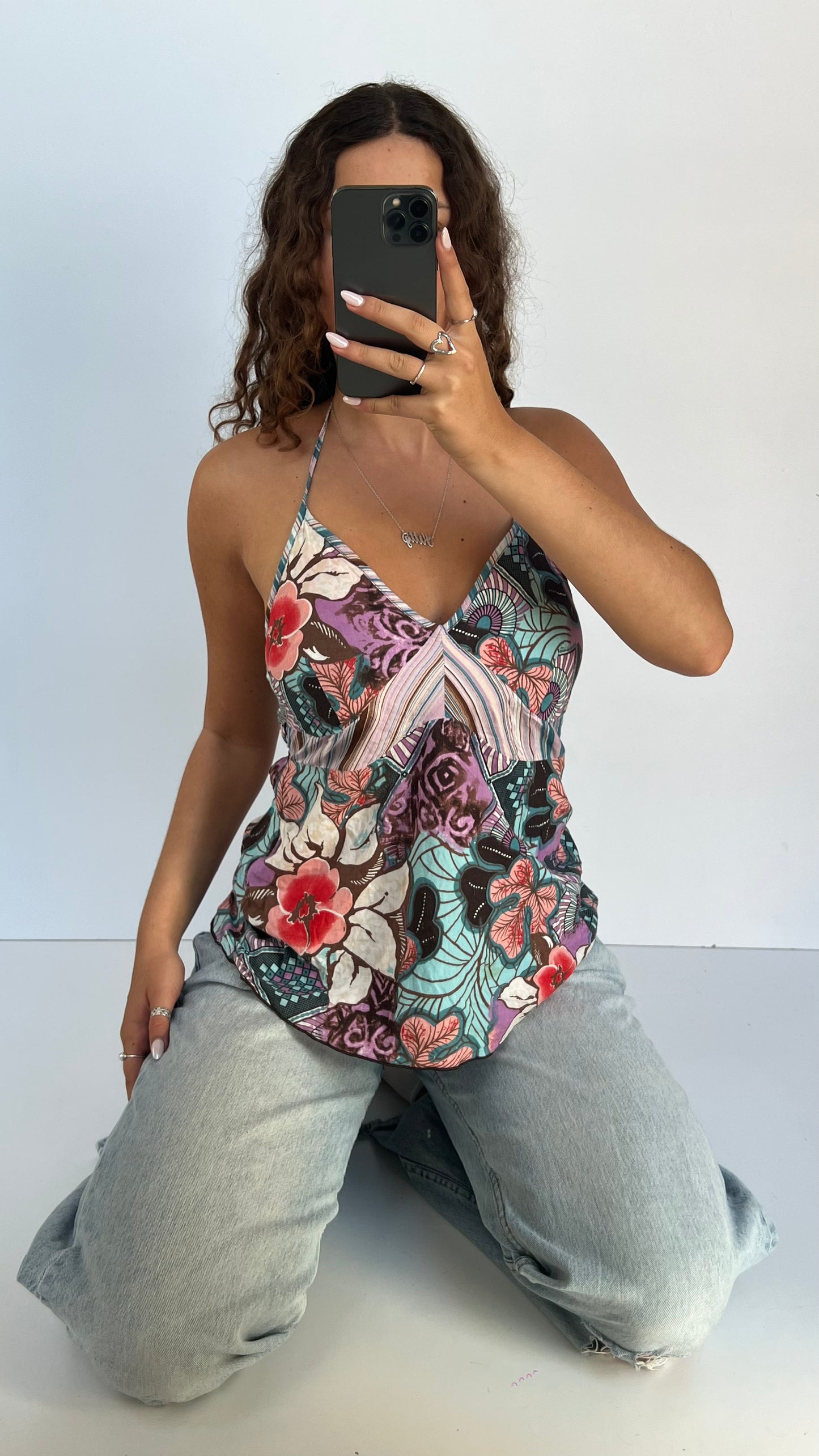 00s purple floral cami- size S