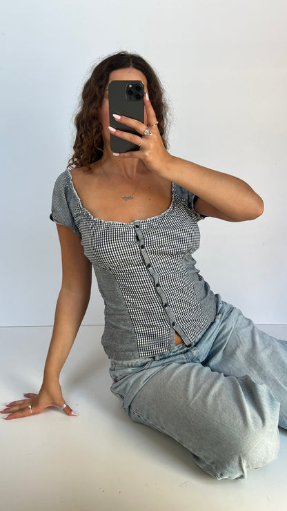 00s navy milkmaid top- size L