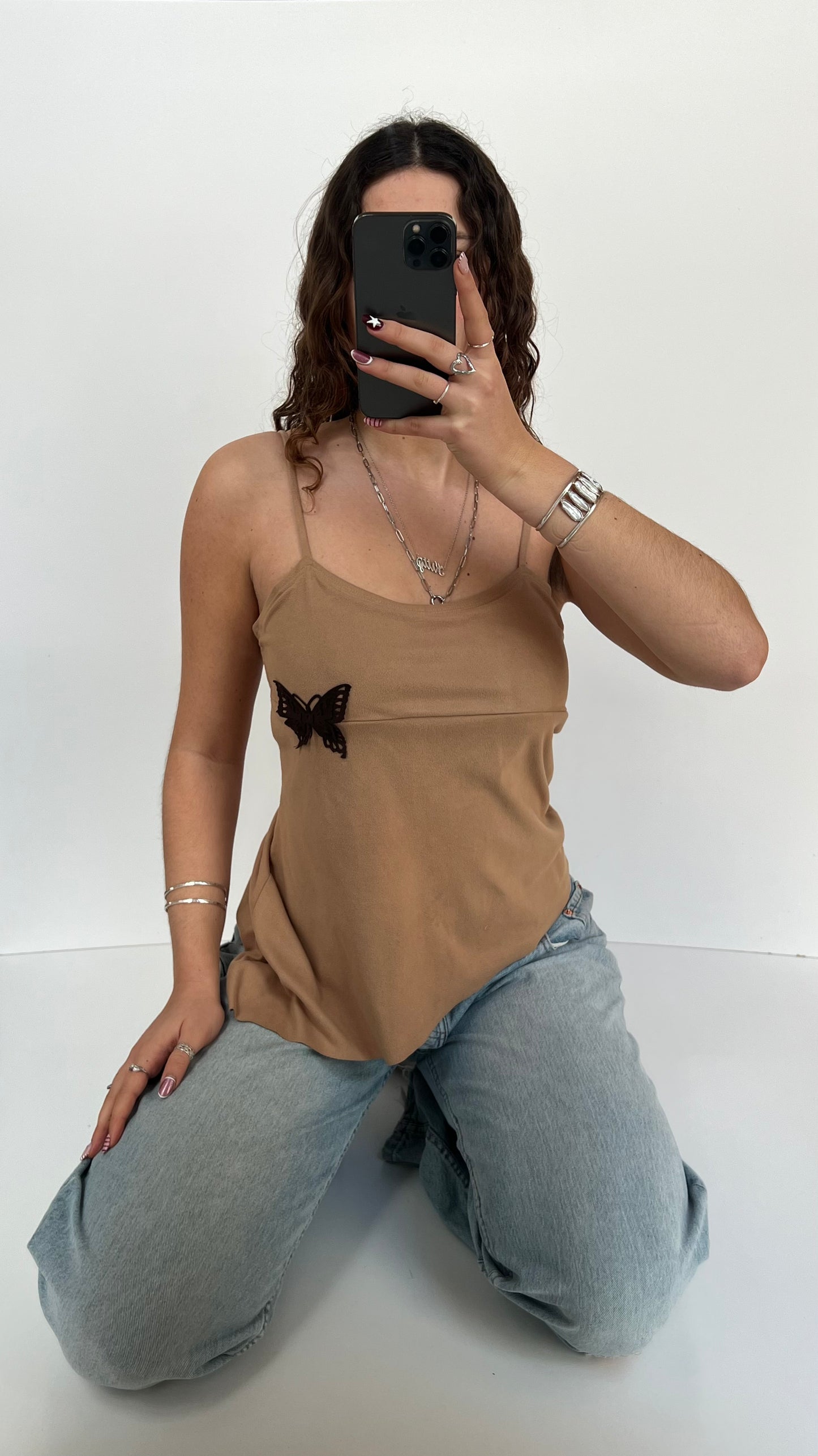 00s brown suede butterfly cami- size L