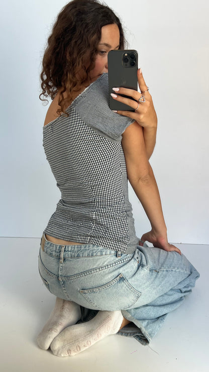 00s navy milkmaid top- size L