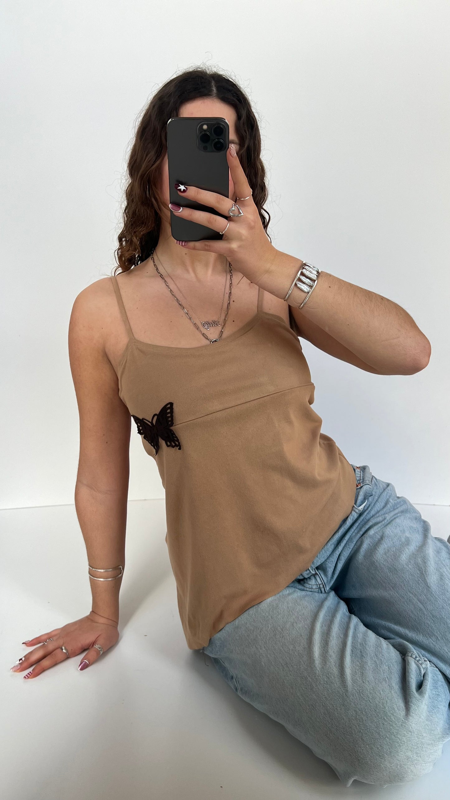 00s brown suede butterfly cami- size L