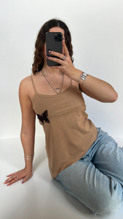 00s brown suede butterfly cami- size L