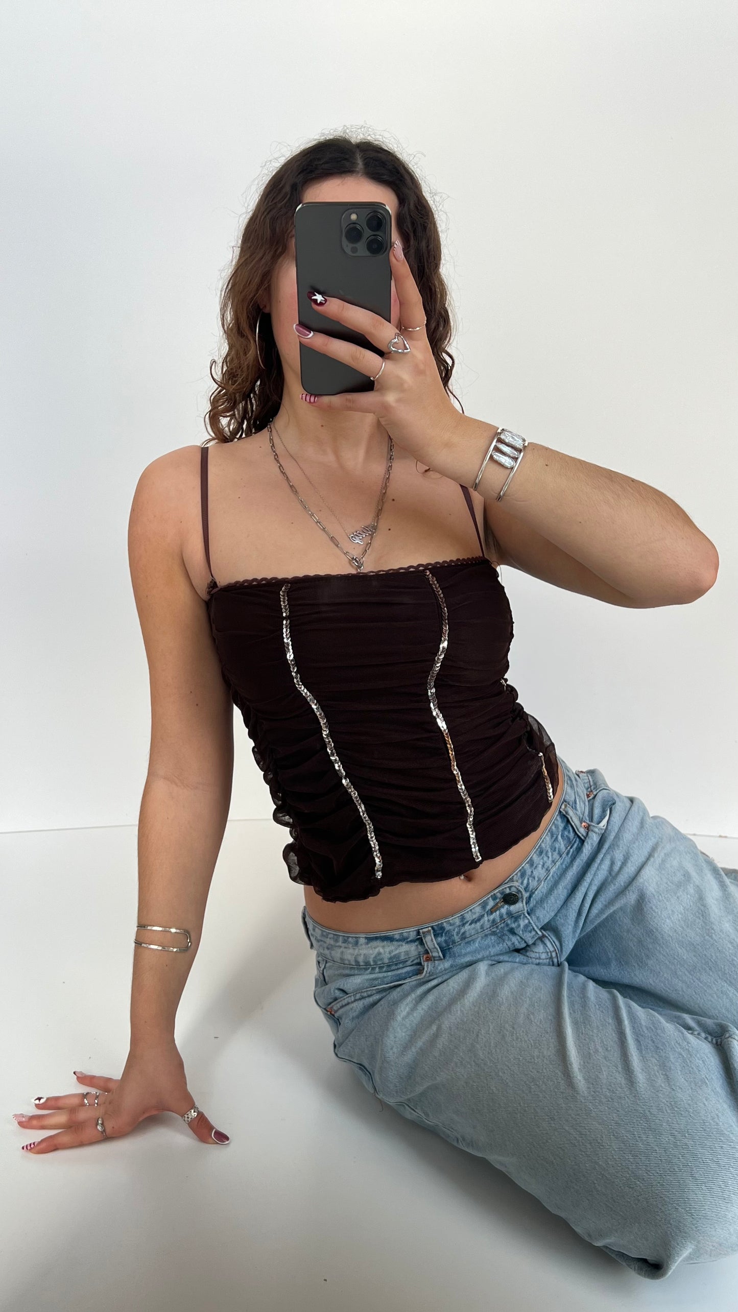 00s brown ruched cami- size S