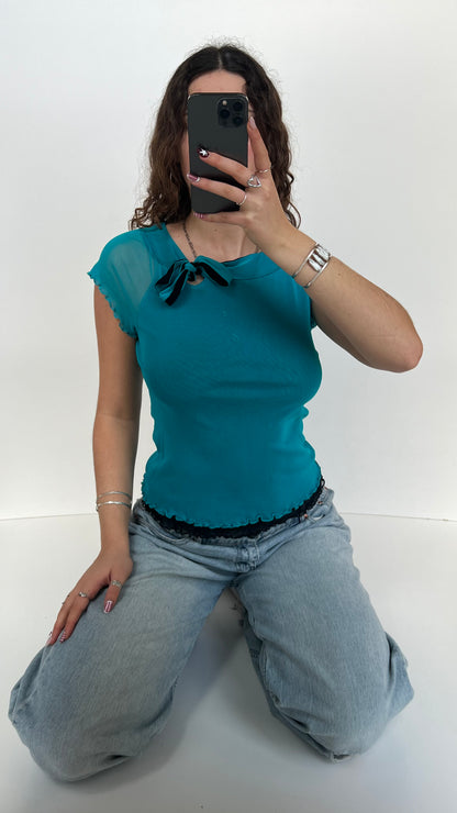 00s blue mesh baby tee- size M