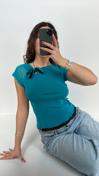 00s blue mesh baby tee- size M