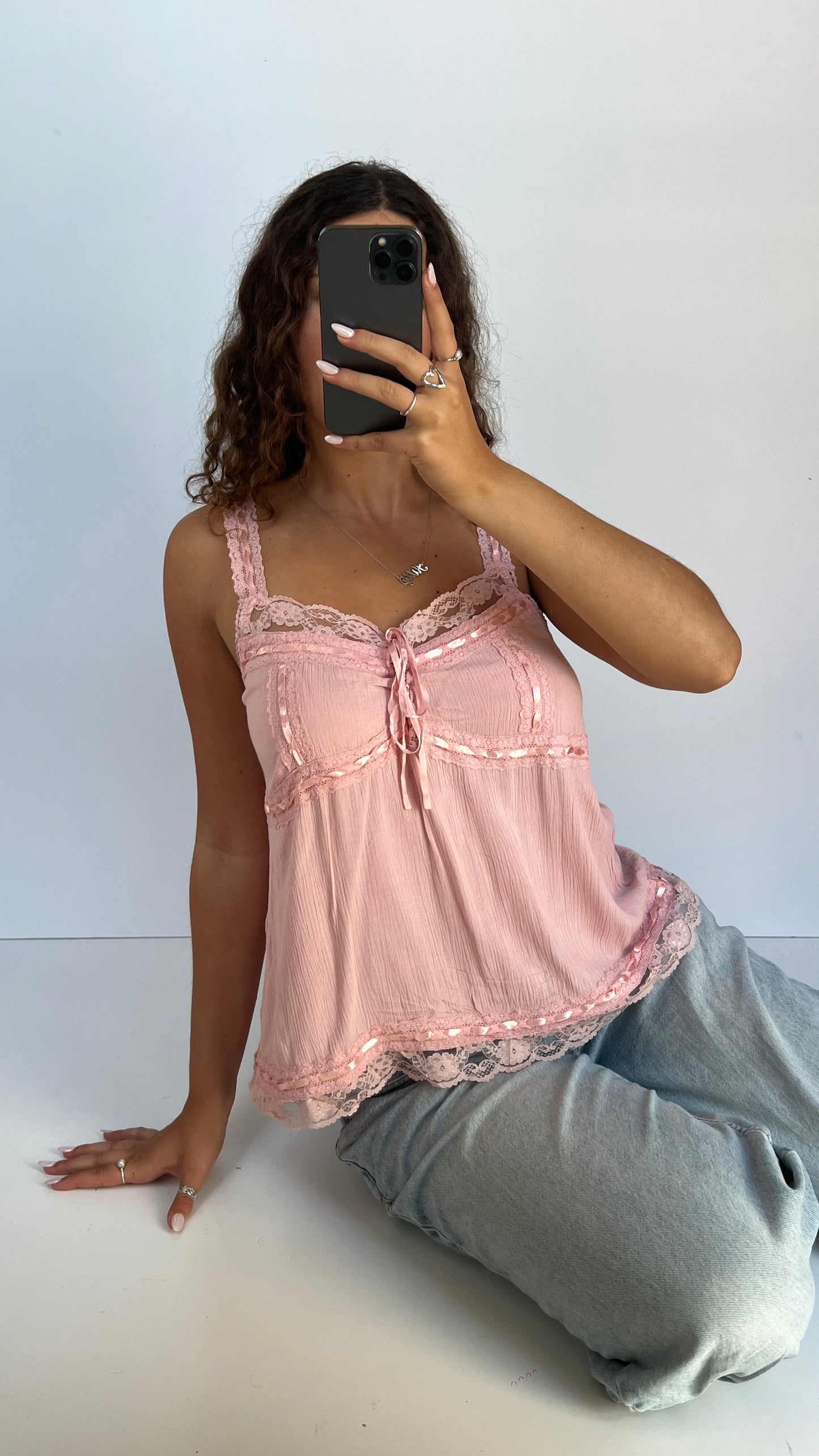 00s pink lace cami- size XL
