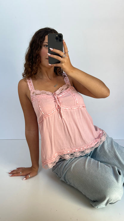 00s pink lace cami- size XL