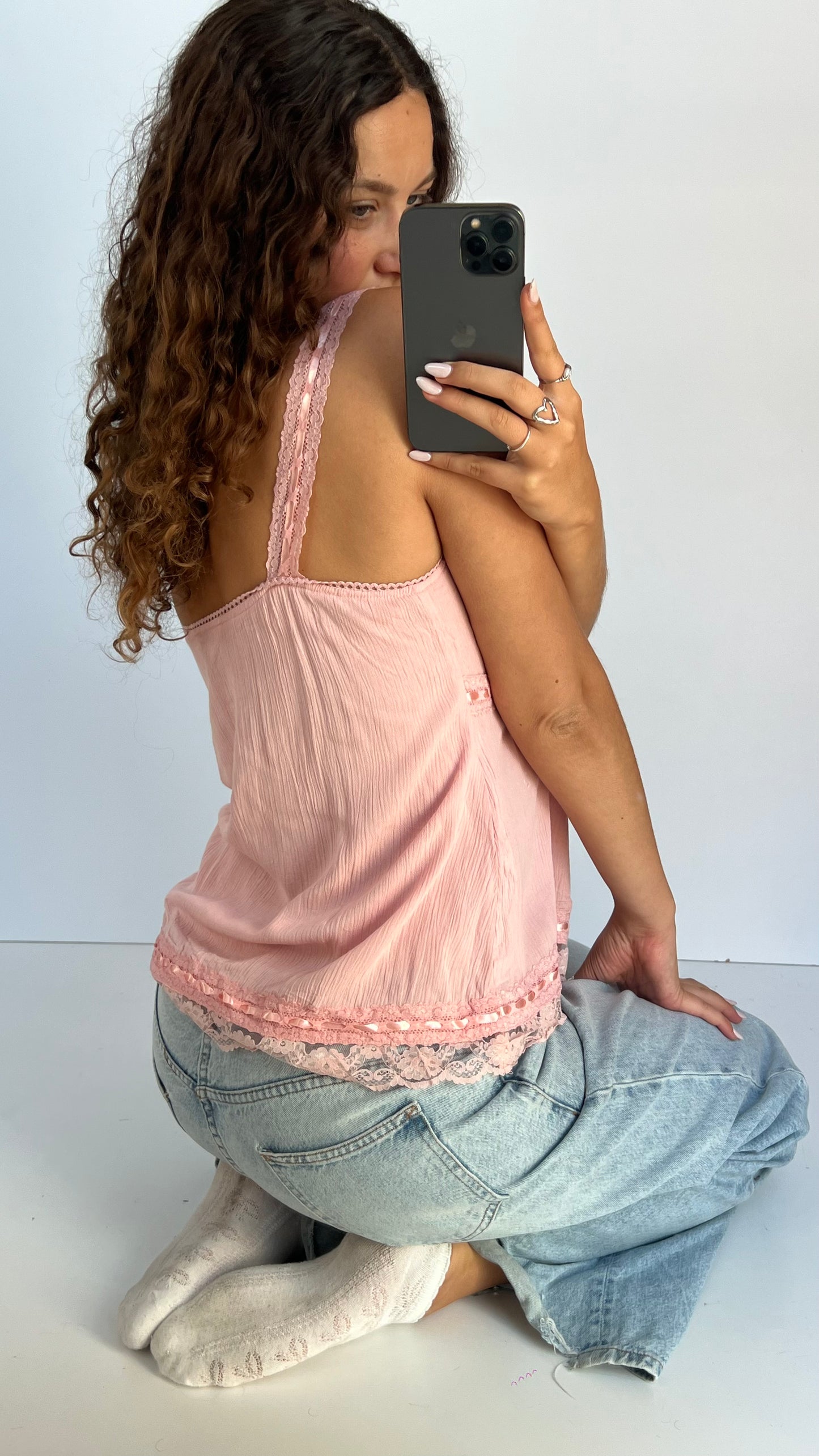 00s pink lace cami- size XL