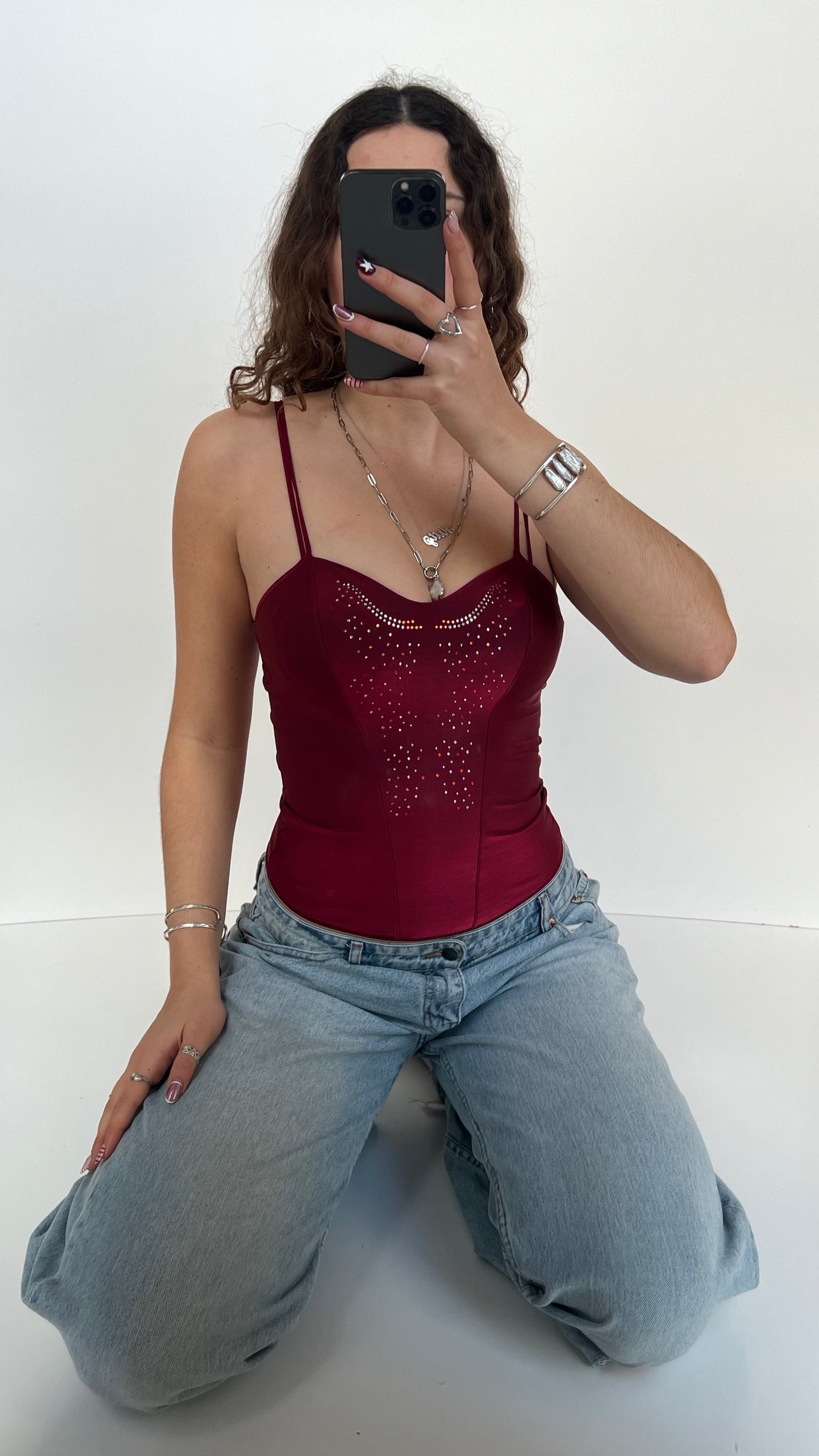 00s red corset cami- size S