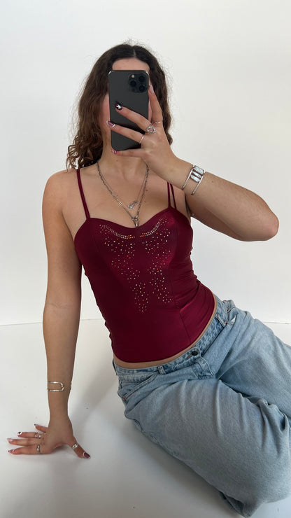 00s red corset cami- size S