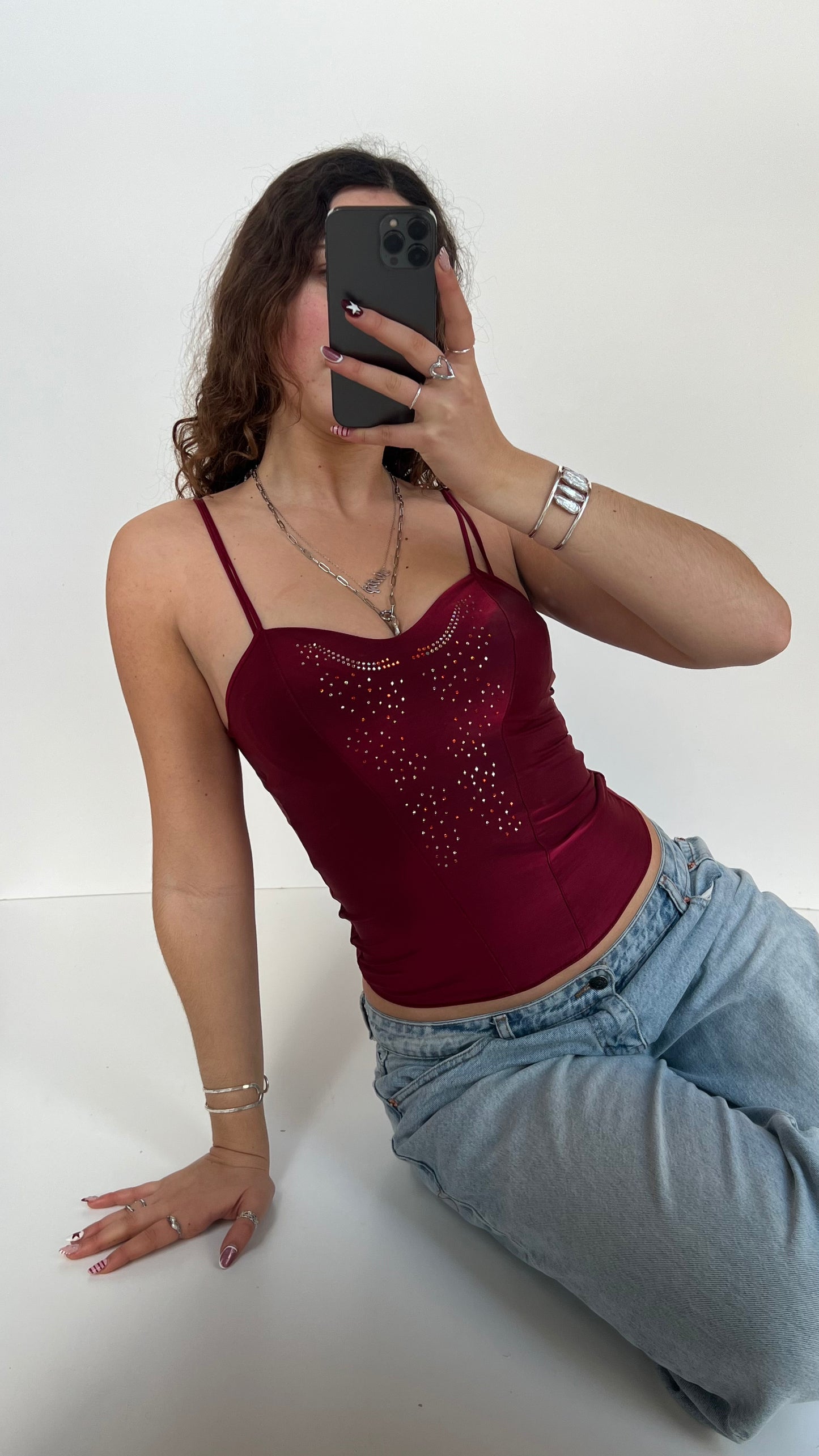 00s red corset cami- size S