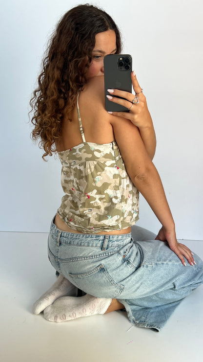 00s camo patterned cami- size L