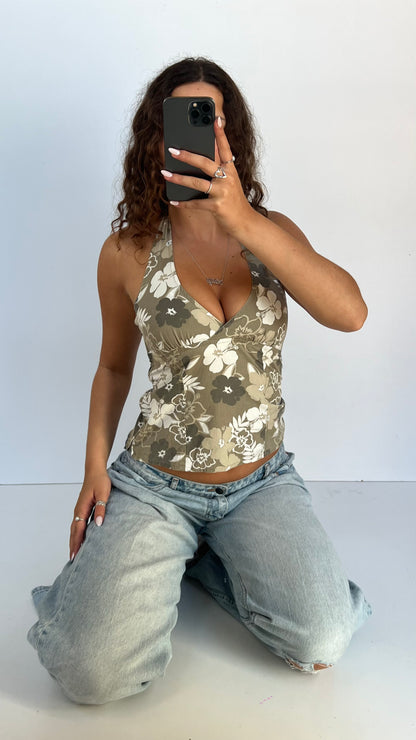 00s khaki floral cami- size S