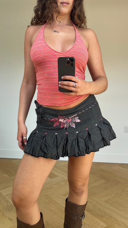 00s grey pink mini skirt- size M