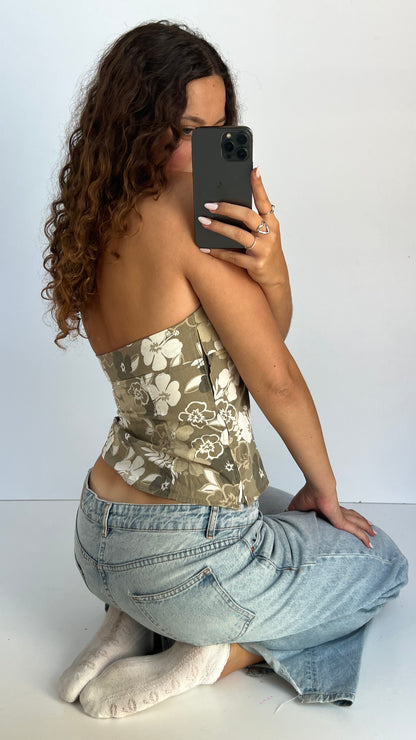 00s khaki floral cami- size S