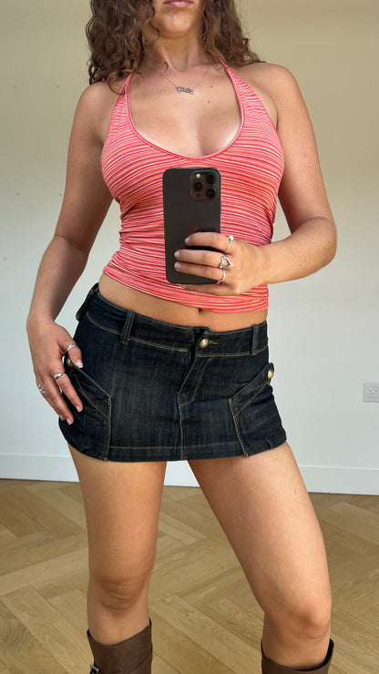 00s denim mini skirt- size M