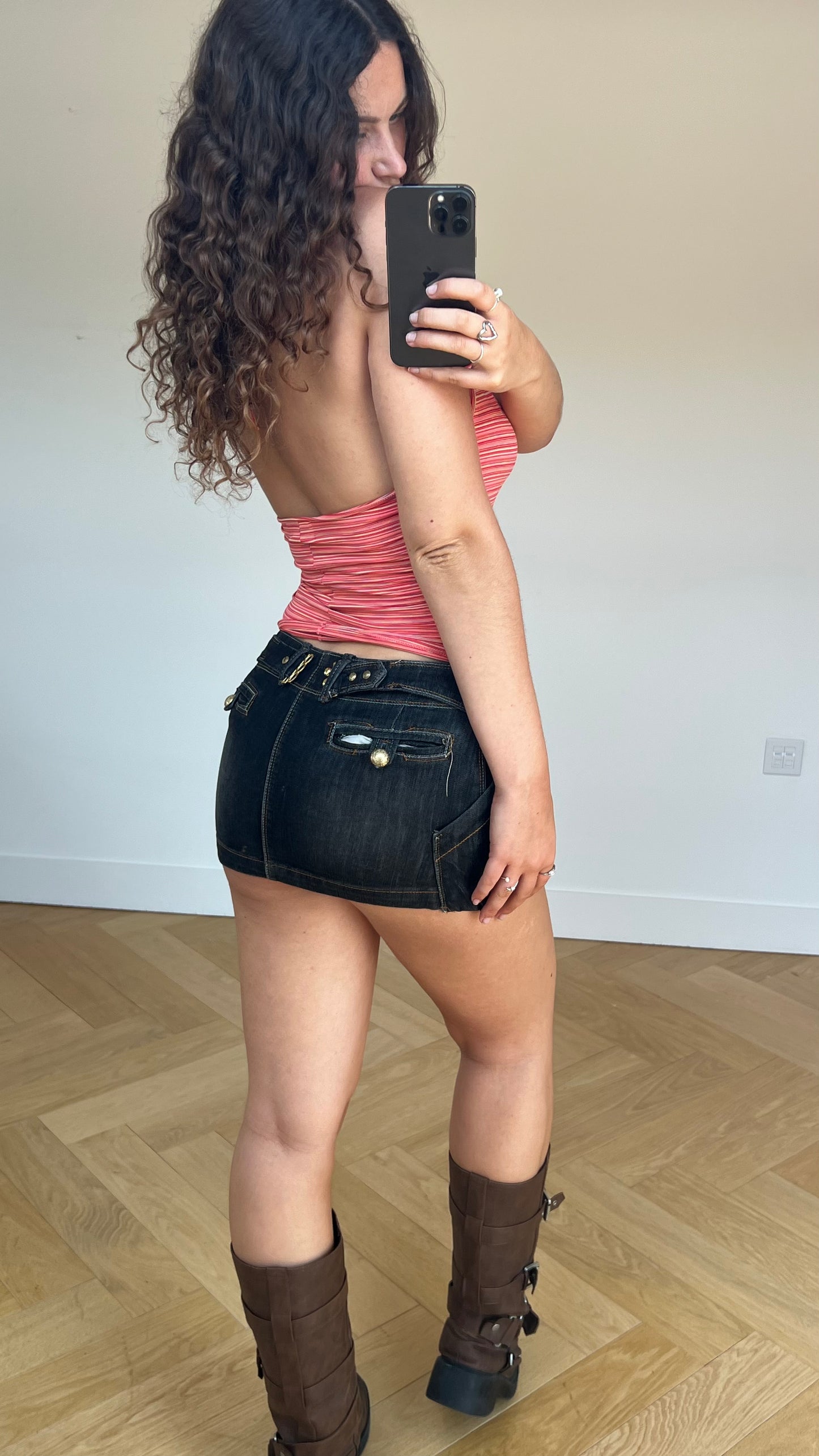 00s denim mini skirt- size M