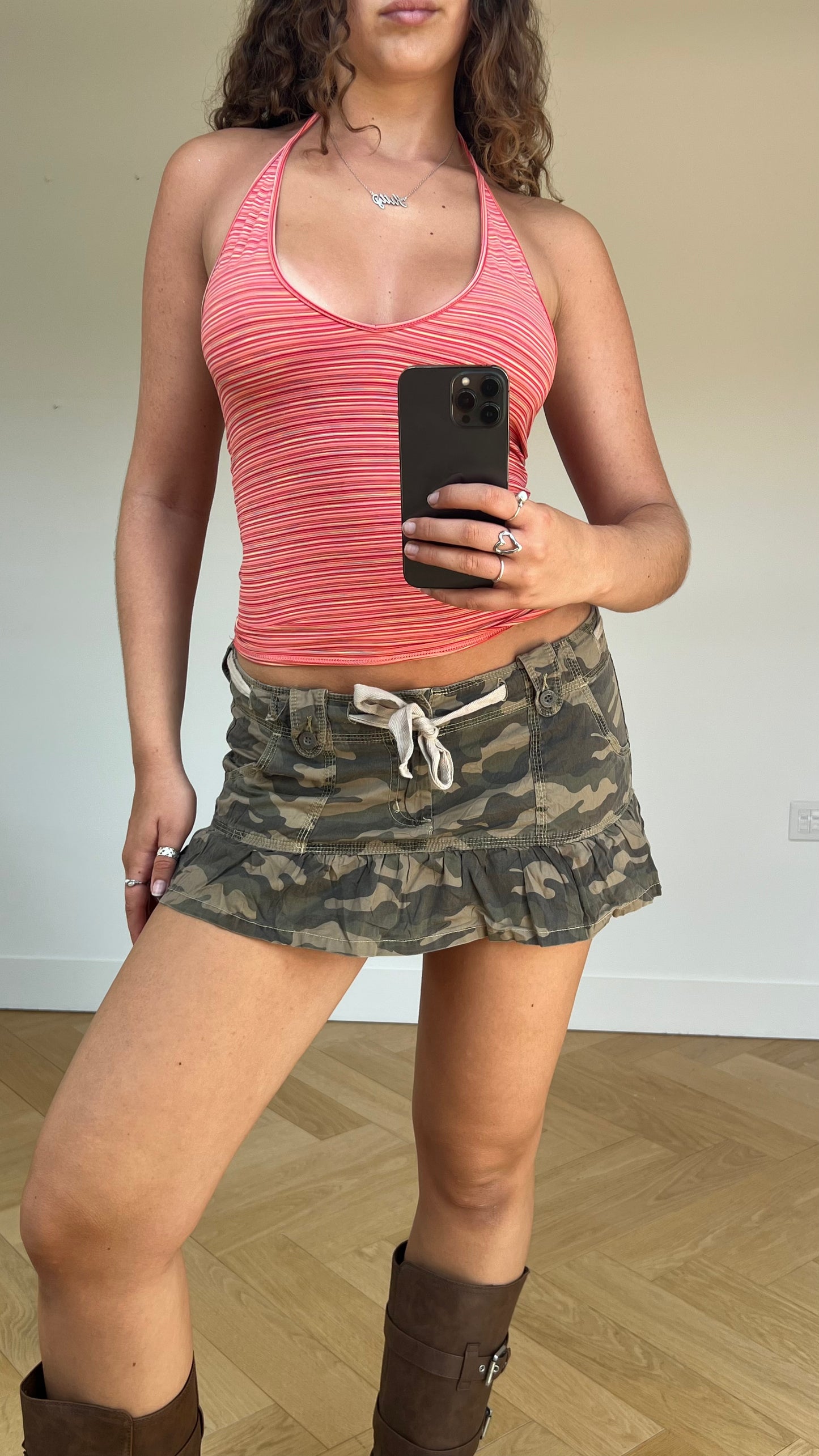 00s camo mini skirt- size M