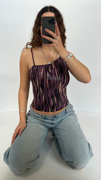 00s purple glitter cami- size S