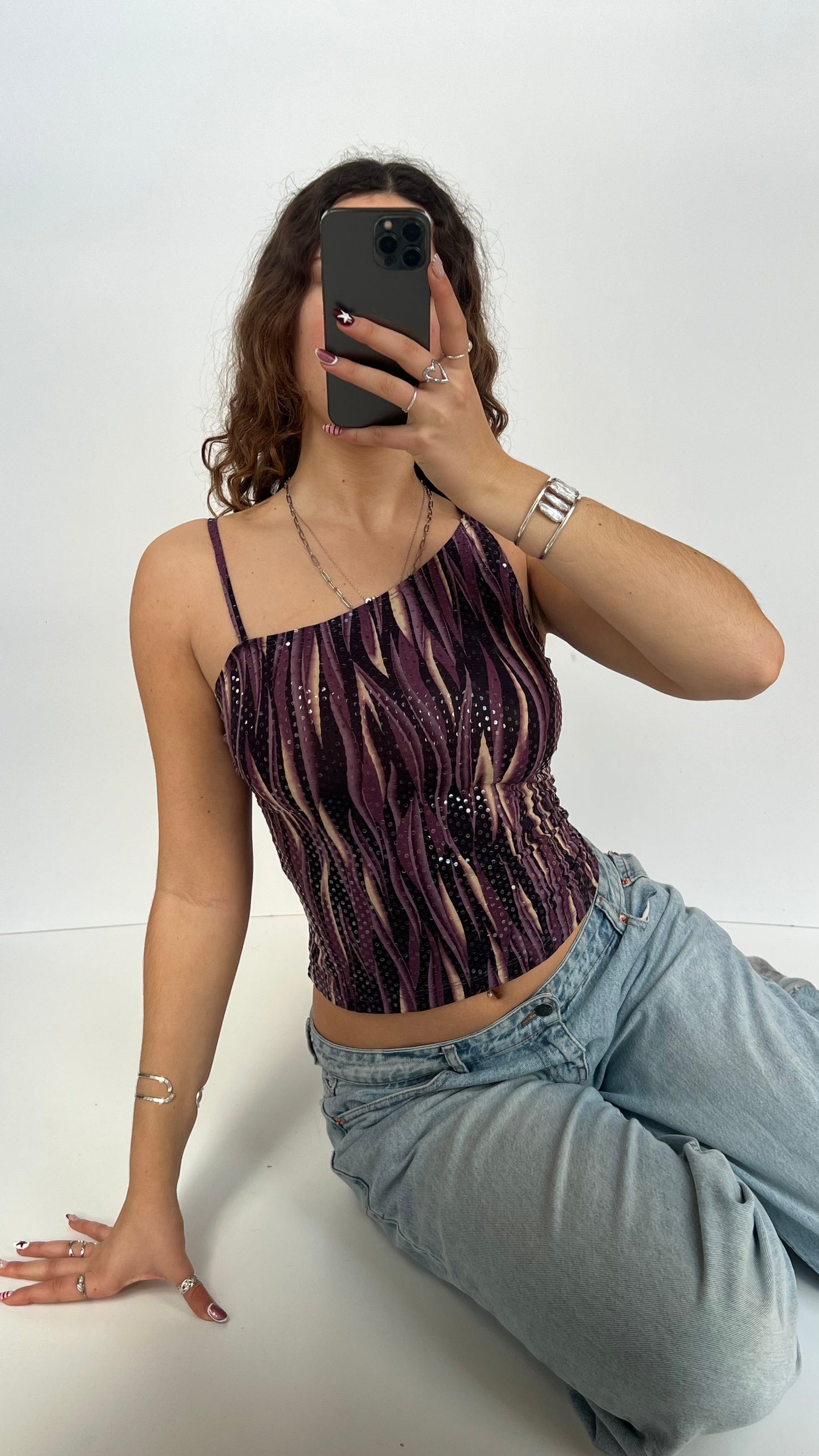00s purple glitter cami- size S