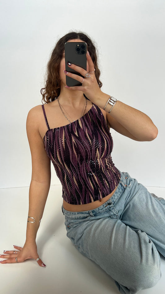 00s purple glitter cami- size S
