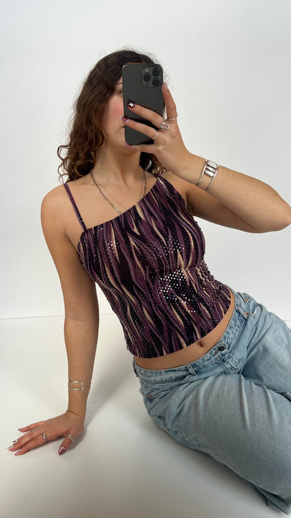 00s purple glitter cami- size S