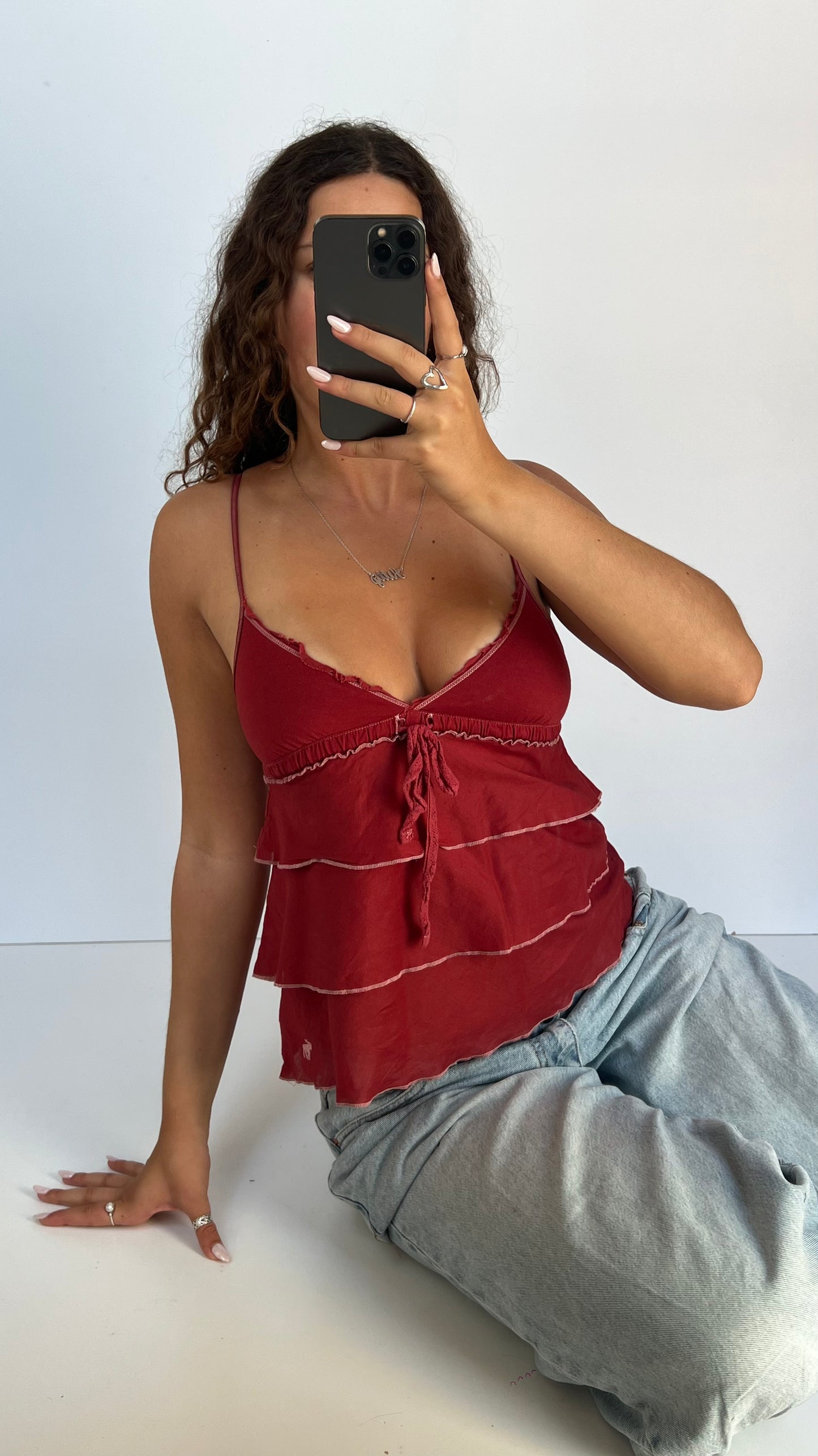 00s red babydoll cami- size S