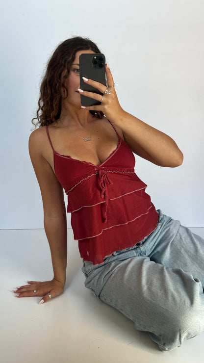 00s red babydoll cami- size S