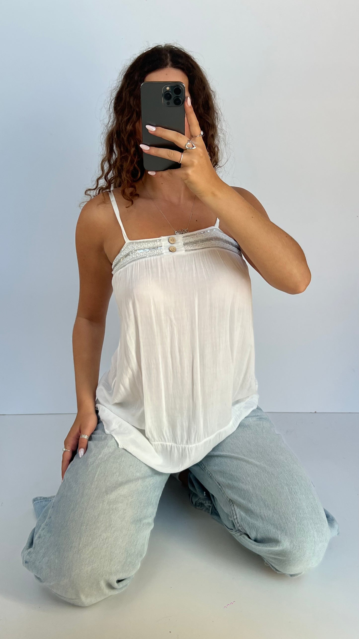 00d white babydoll cami- size S
