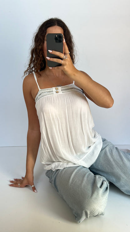 00d white babydoll cami- size S