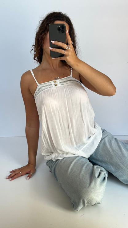 00d white babydoll cami- size S