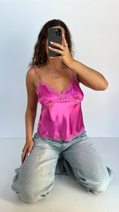 00s pink lace cami- size M
