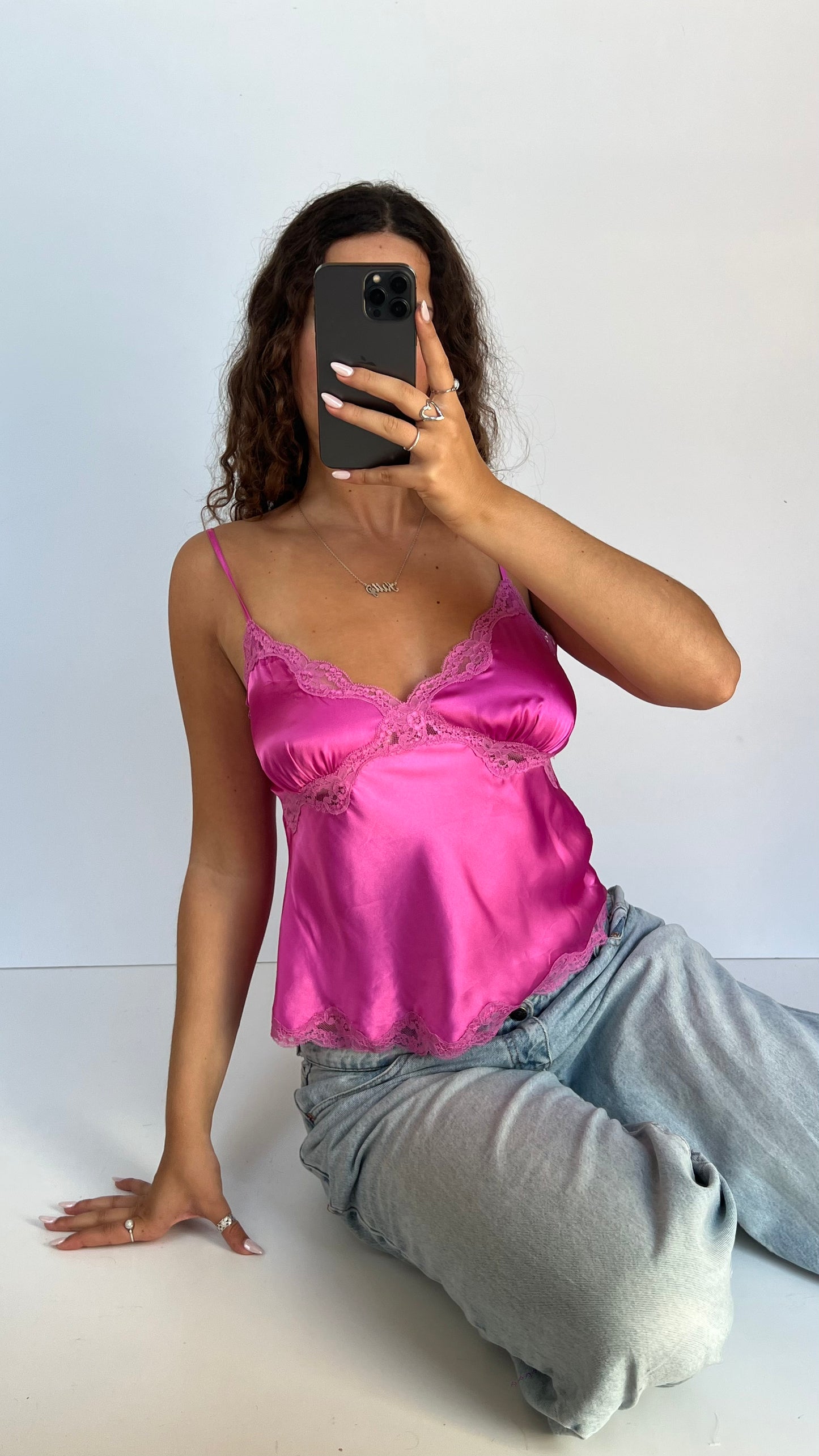 00s pink lace cami- size M