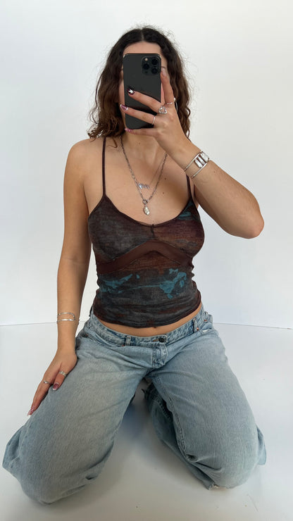 00s blue brown cami- size M