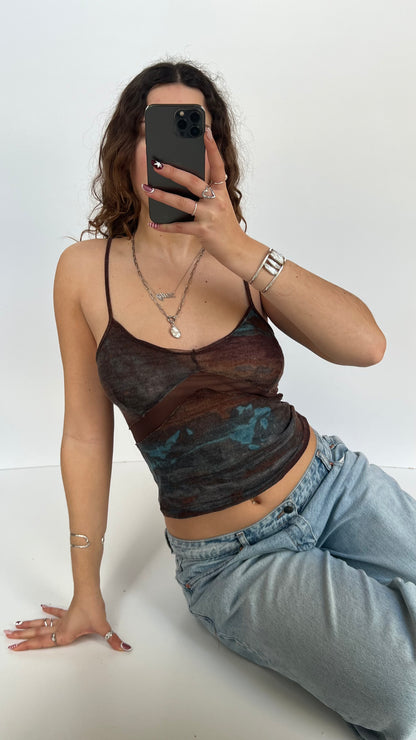 00s blue brown cami- size M