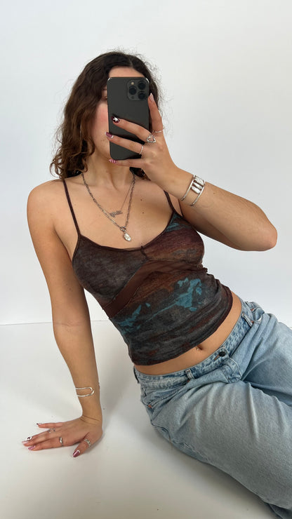 00s blue brown cami- size M