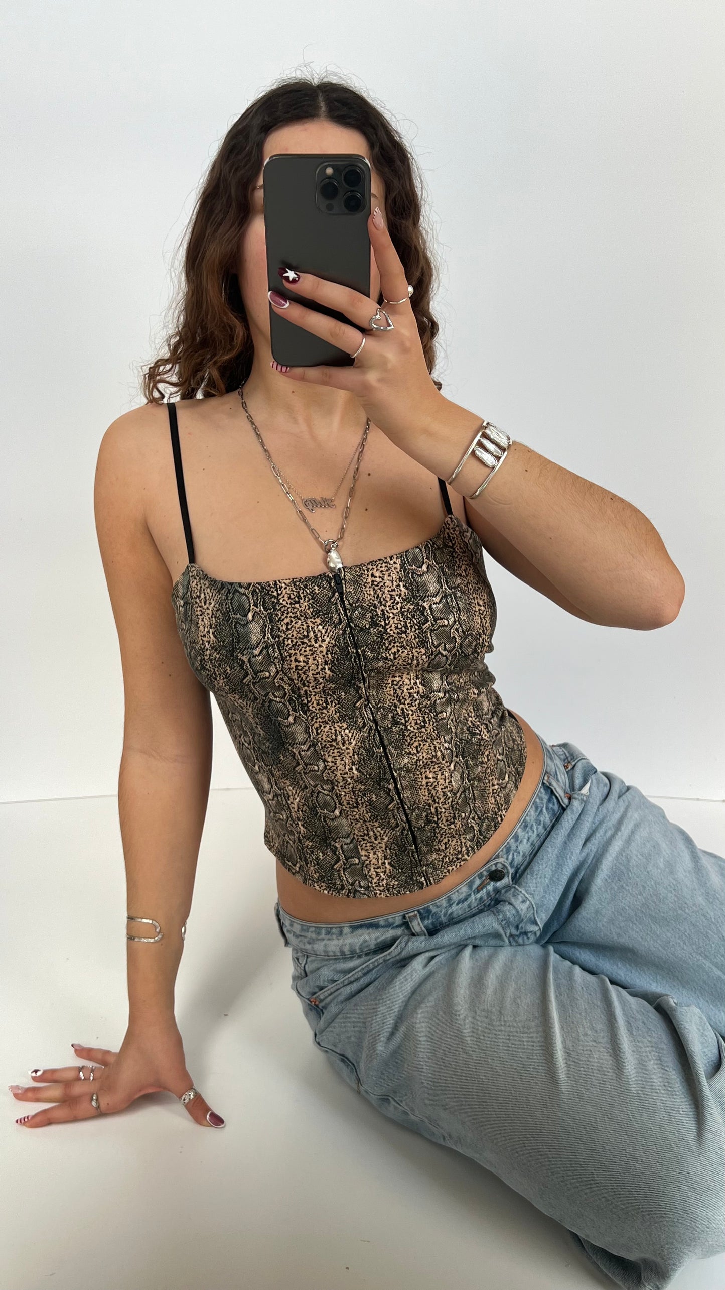 00s brown snakeskin cami- size S/M