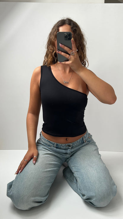 00s black one shoulder cami- size S