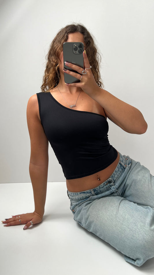 00s black one shoulder cami- size S