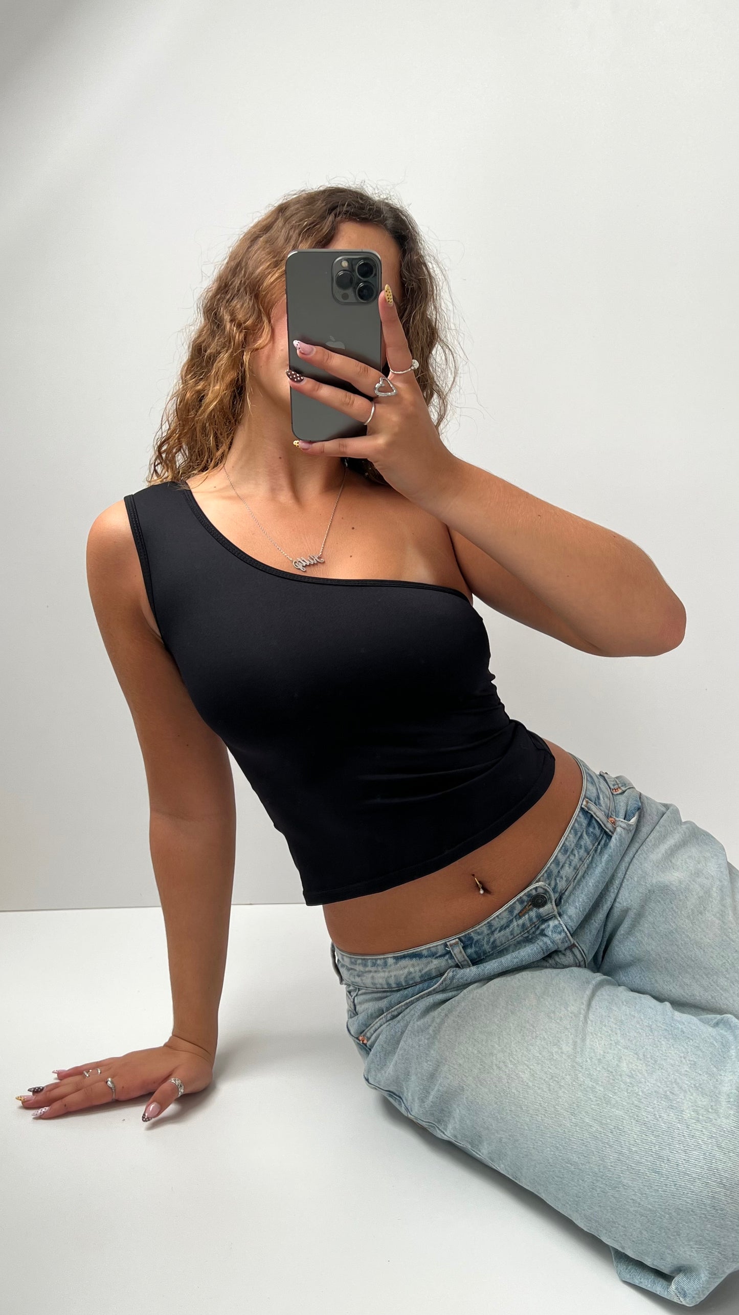 00s black one shoulder cami- size S