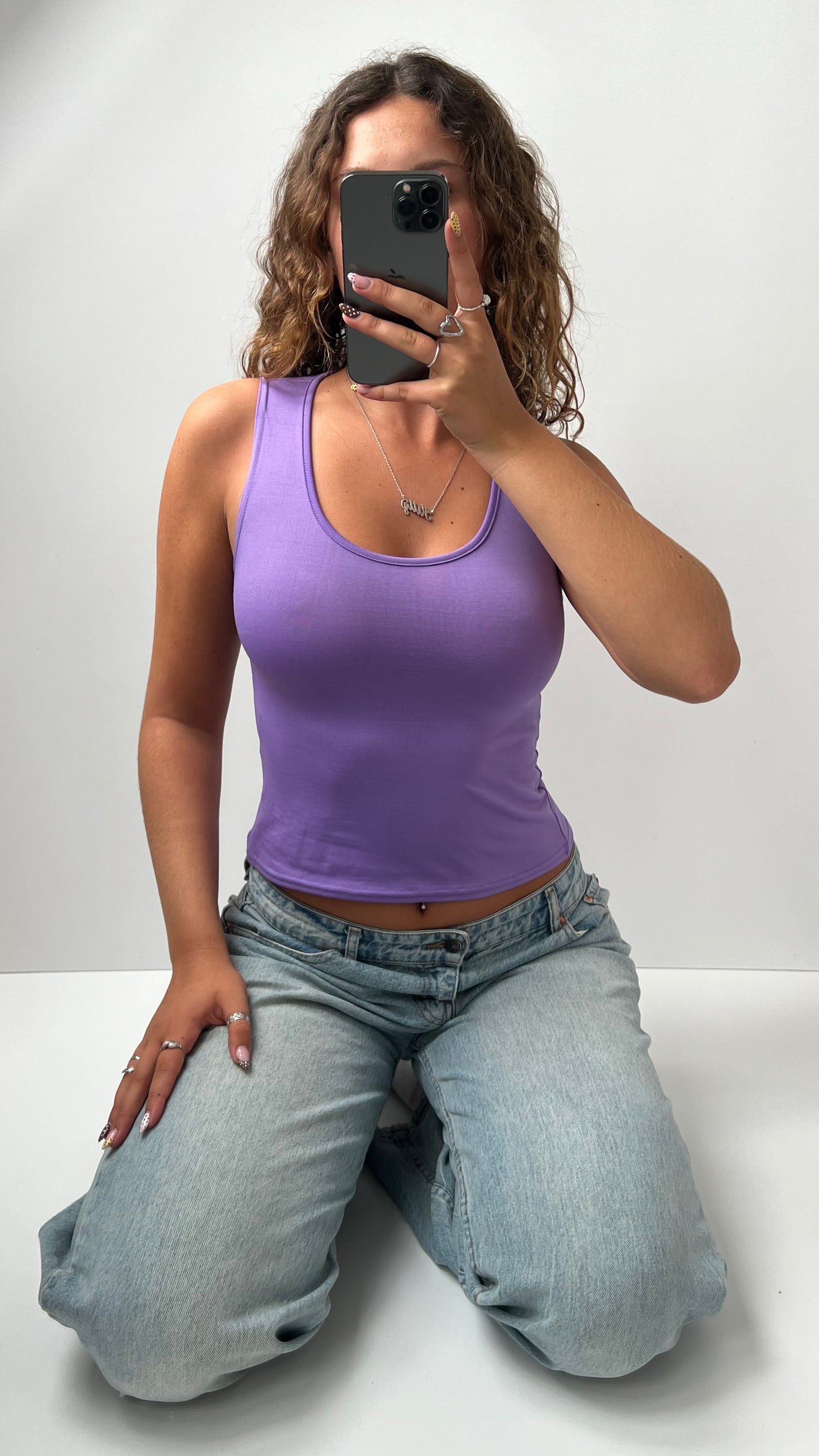 00s purple backless tank top- size S