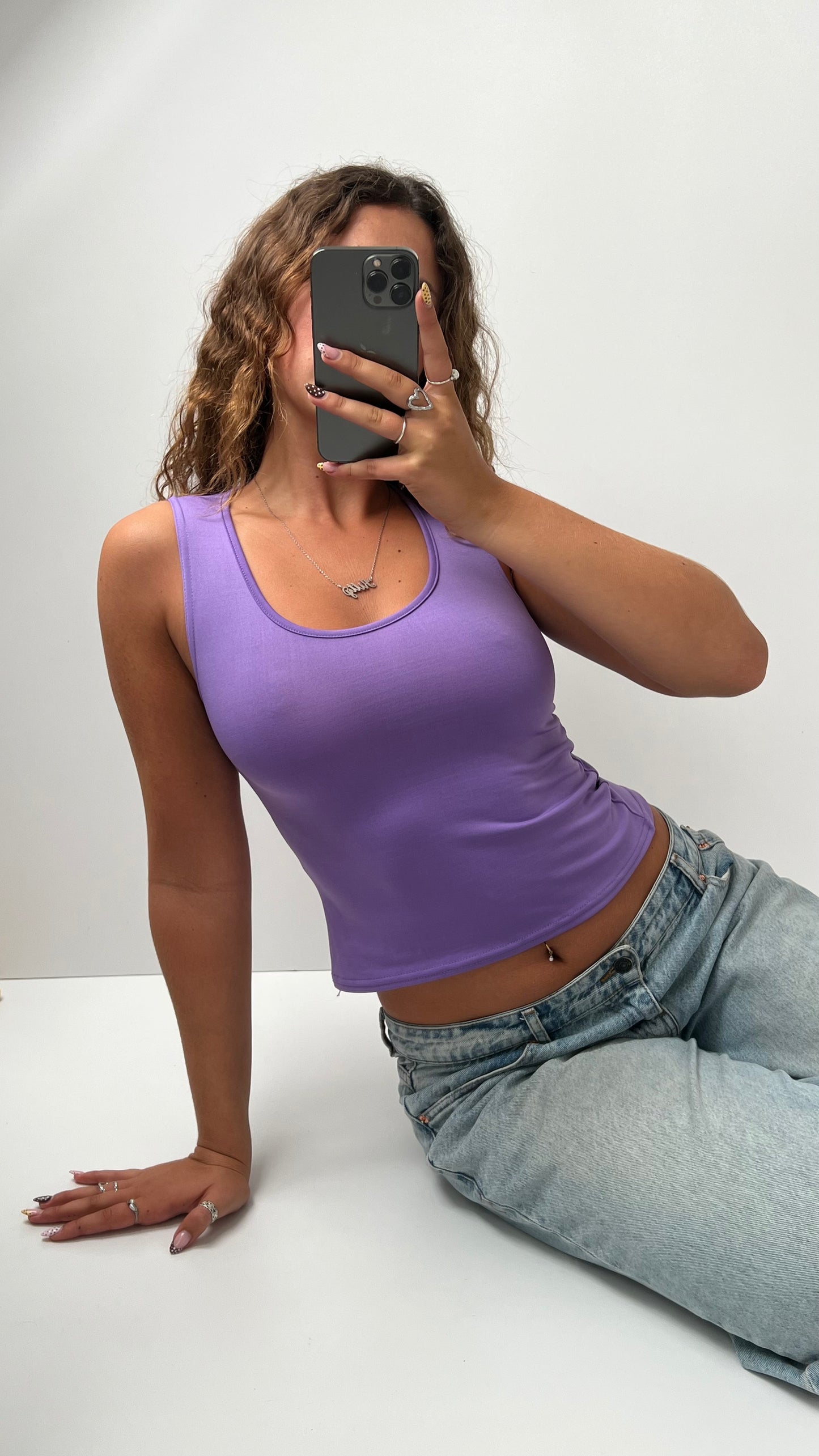 00s purple backless tank top- size S