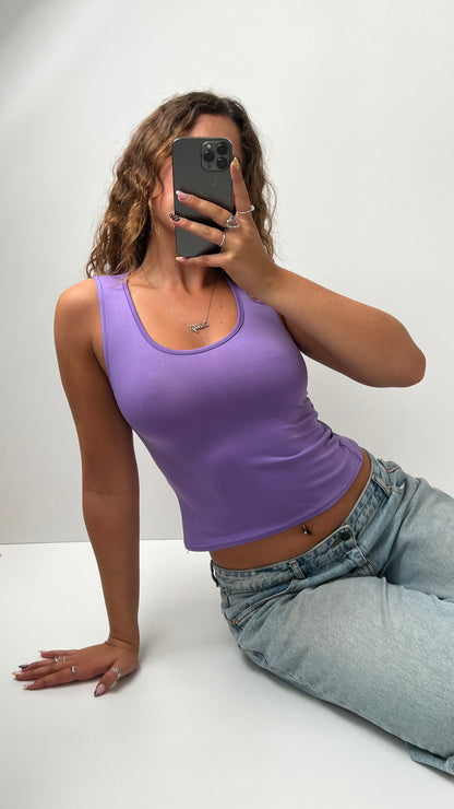 00s purple backless tank top- size S
