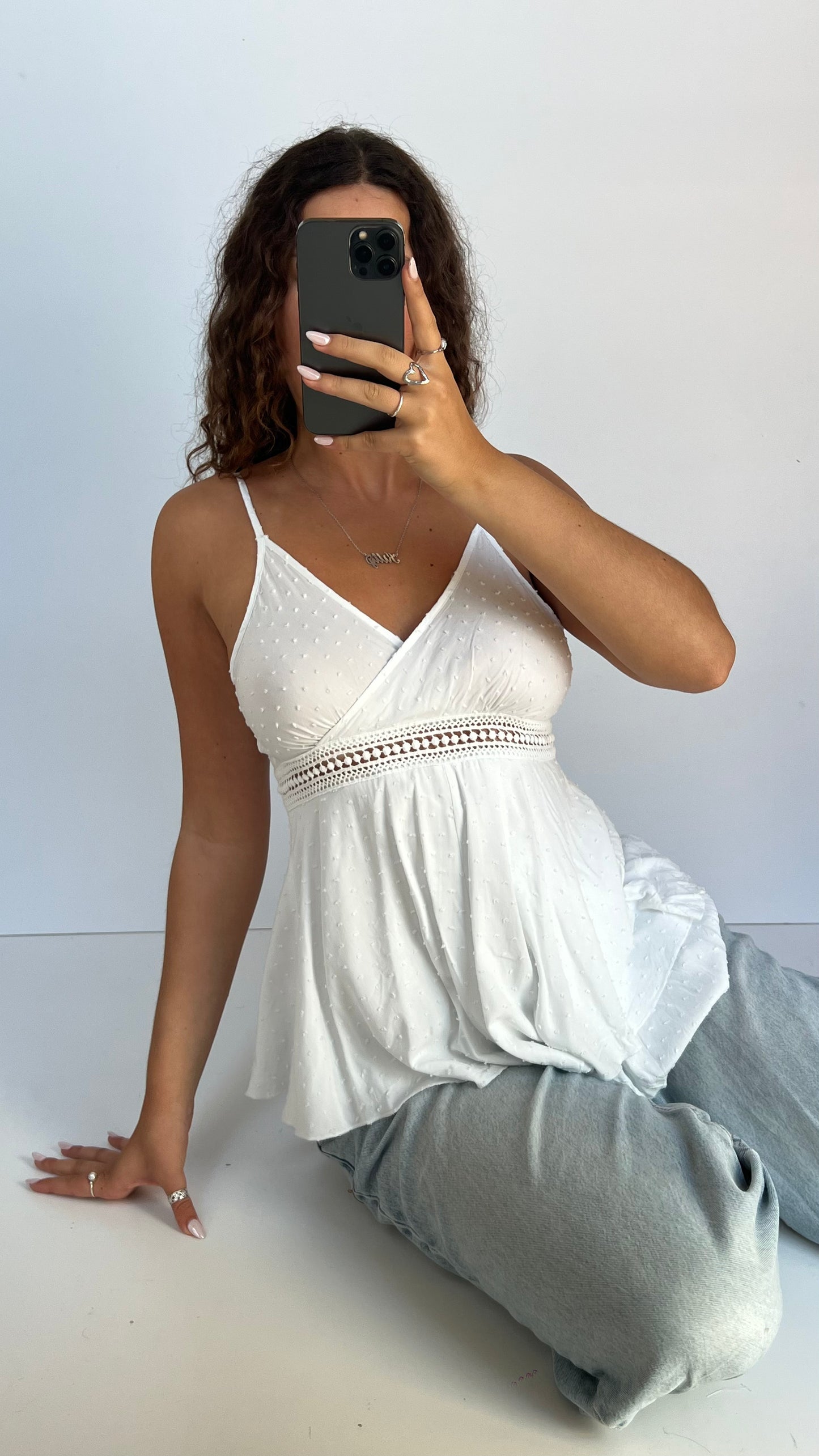 00s white babydoll cami- size S
