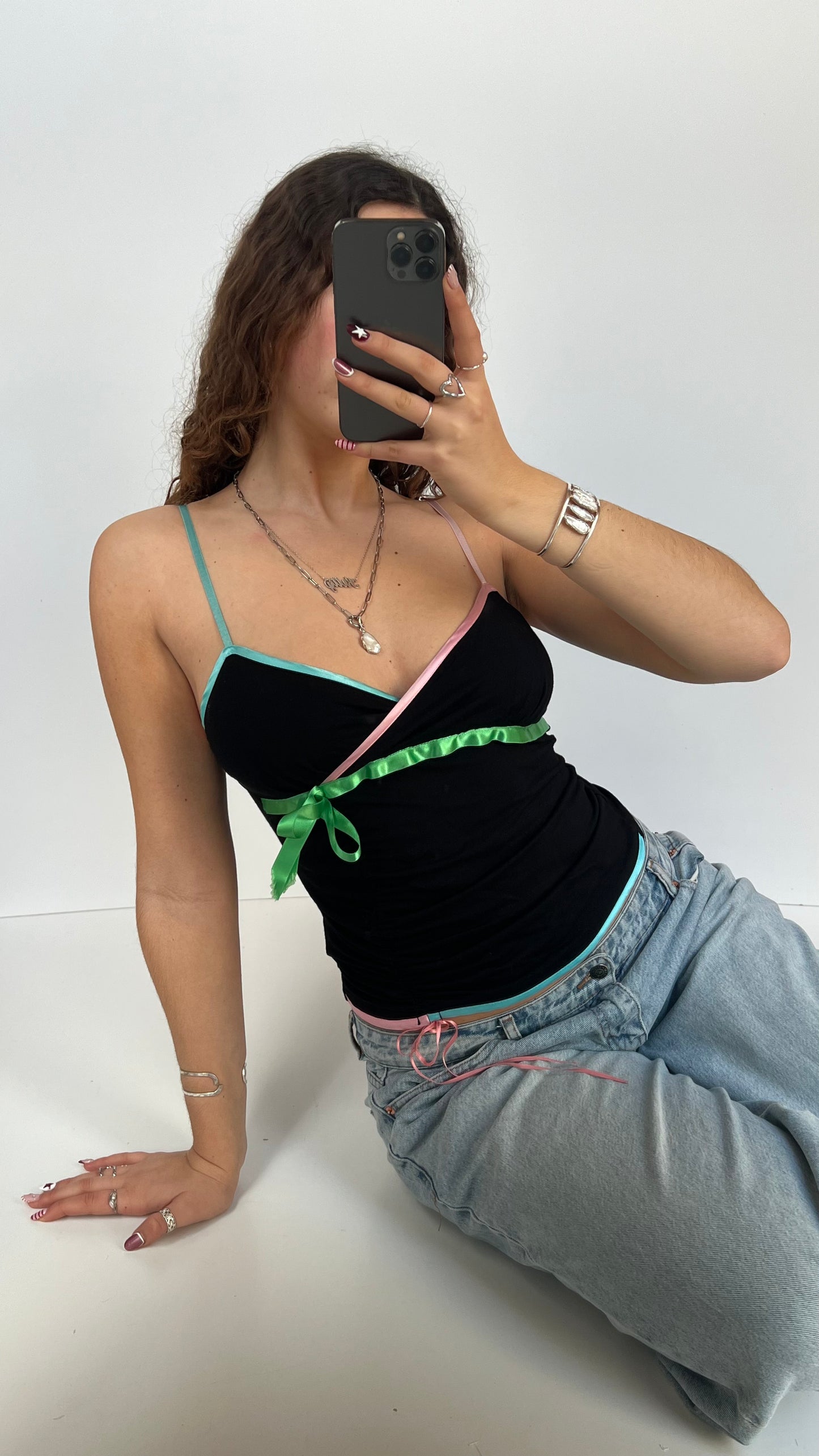 00s black ribbon cami- size S/M