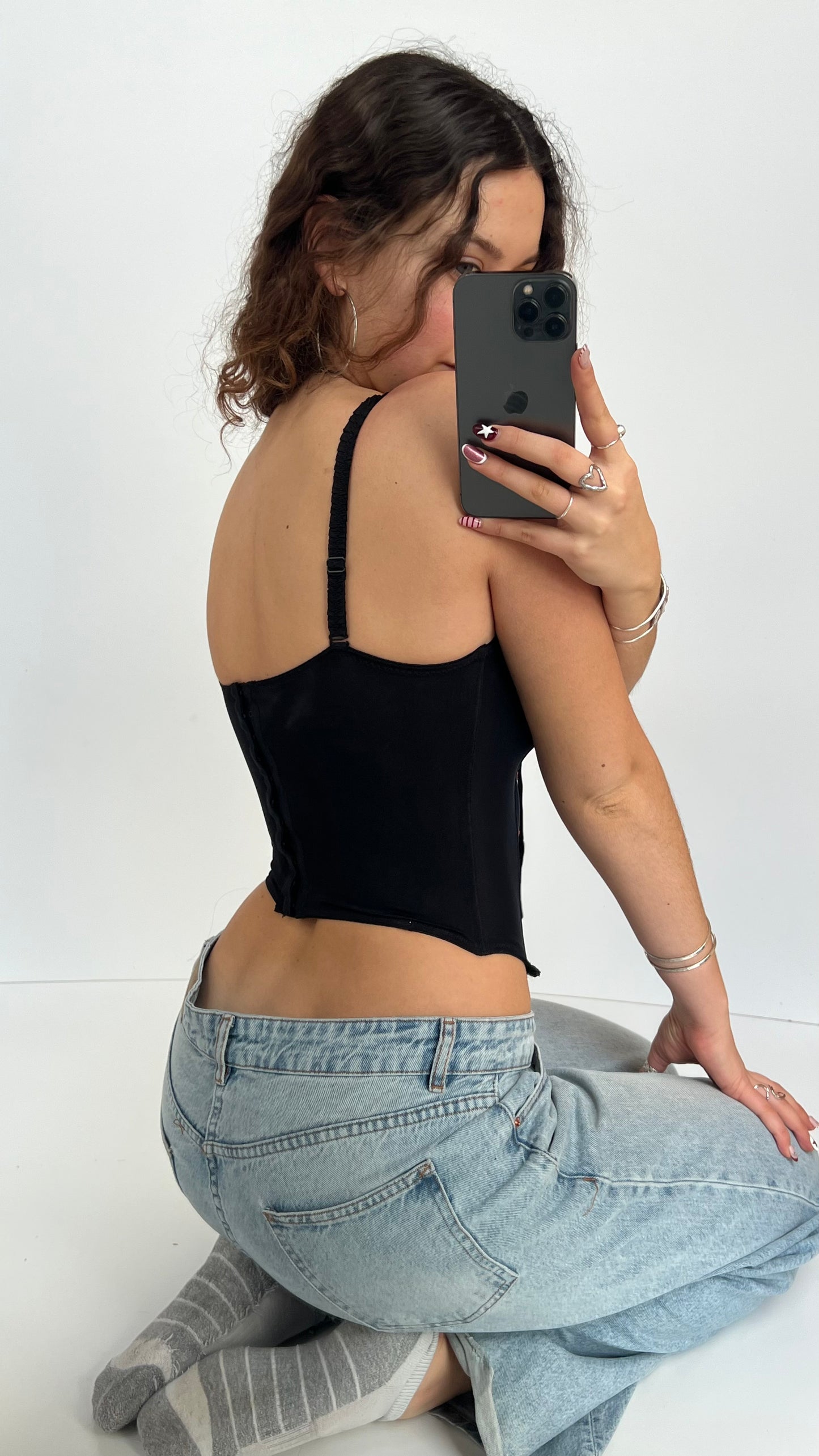 00s black orange corset- size S