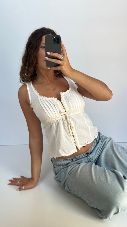 00s white cotton babydoll cami- size M