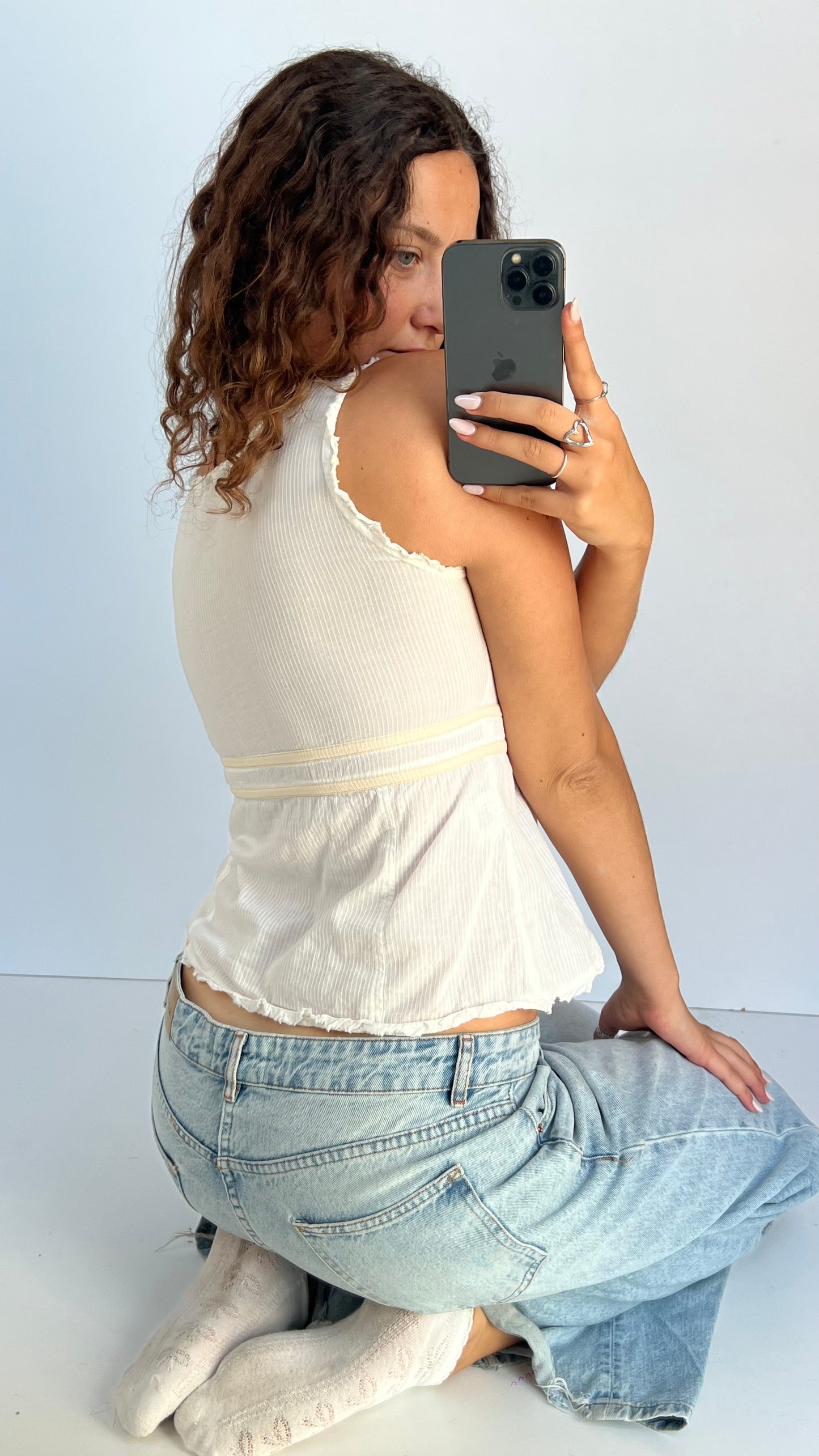 00s white cotton babydoll cami- size M
